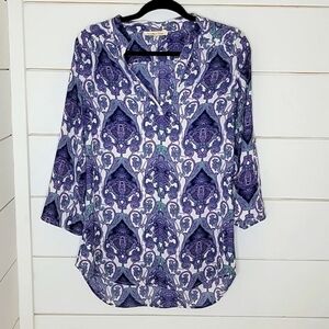 Wishful Park medium purple and white paisley pullover blouse